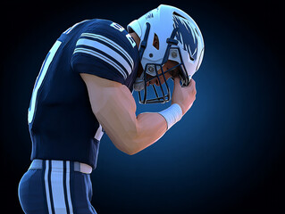 Football player in deep thought during a game, showcasing determination in competitive sports environment