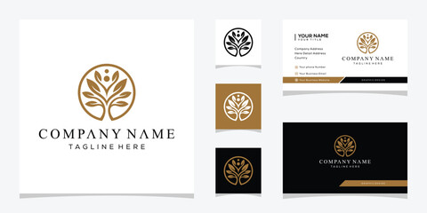 Naklejka premium beauty of simple flower leaves, Logo design inspiration for cosmetics, yoga, and spa.