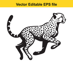 Fototapeta premium Monochrome Vector Illustration of a Cheetah Running Beautifully Showing the Strength and Grace of this Majestic Animal