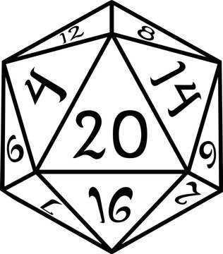 D20 Dice SVG, D20 Dice Isometric SVG, 20-sided dice SVG
