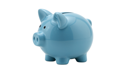 Blue Piggy Bank Isolated on Transparent Background PNG