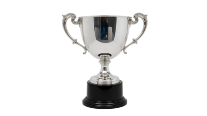 Silver Trophy with Black Base Isolated on Transparent Background PNG