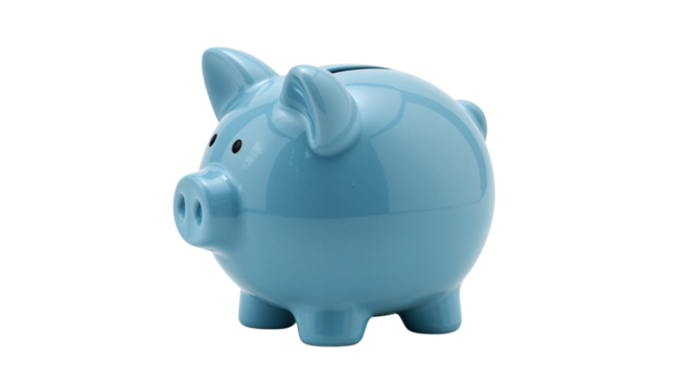 Blue Piggy Bank Isolated on Transparent Background PNG