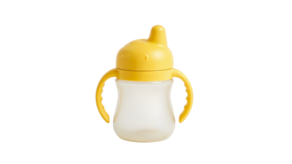 Yellow and Blue Sippy Cup Isolated on Transparent Background PNG