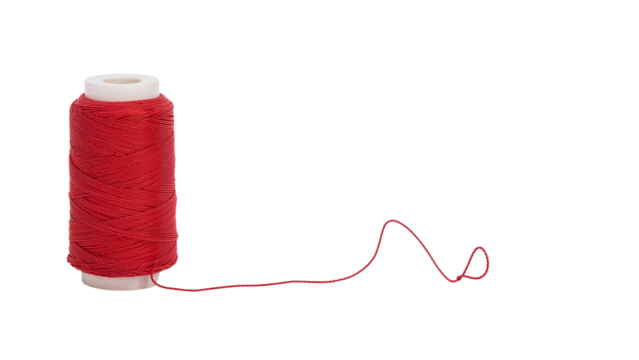 Red Thread with Needle Isolated on Transparent Background PNG