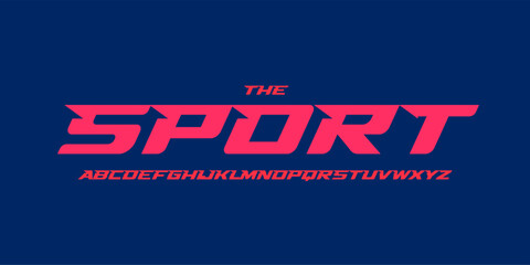 Fototapeta na wymiar Sharp angular racing sport font, bold italic alphabet, fast slanted typeface for action logo, turbo headline, esports branding, dynamic power typographic design. Vector typeset.