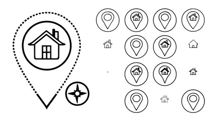  available
location marker, diverse map pin vector icons set. Ideal for mapping, navigation apps, websites. standard pins, circular markers, house shape, pushpin




