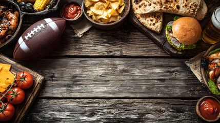 Sports: Football Tailgate Party With Copy space In Center
