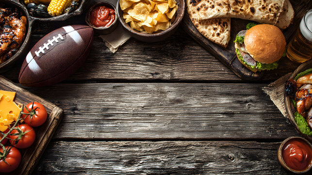Sports: Football Tailgate Party With Copy space In Center