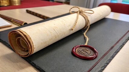 old book with wax seal