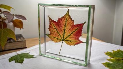 autumn leaves on the window