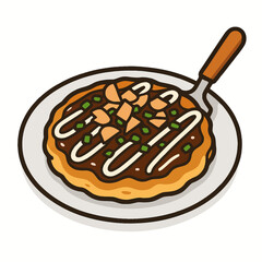 Okonomiyaki Dish Illustration