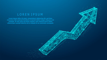 Arrow Up composed of Low polygon or low poly design. growth symbol consists of lines, dots, and shapes. Business strategy or successful symbol. Business, finance, career, growing