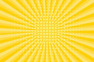 Fototapeta premium Yellow abstract background with light of sunburst. yellow starburst with halftone. sun ray retro background with flash. vector