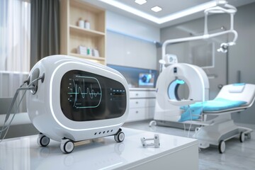 Advanced medical technology monitoring vital signs in a state of the art hospital environment