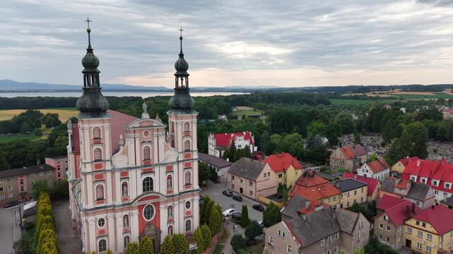 Poland city drone shot