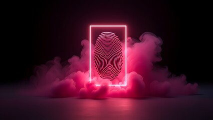 Neon fingerprint security identity authentication technology digital biometric scan id
