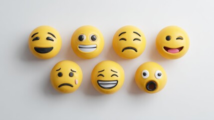 Obraz premium 3d illustration. Emojis icons with facial expressions. Social media concept. Isolated white background, no logos, no brands