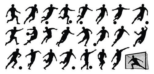 Soccer Players in Action Silhouettes