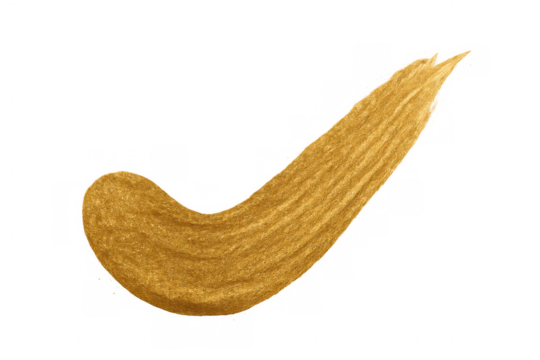 Gold paint forming a check mark with a transparent background, ideal for indicating approval or validation