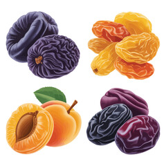 Dried Fruits Collection - Prunes, Apricots, and Raisins