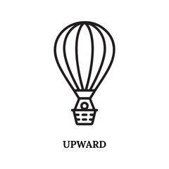 Black Line Art Hot Air Balloon Icon Simple Design vector