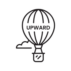 Obraz premium Black Line Art Hot Air Balloon Upward Flight travel