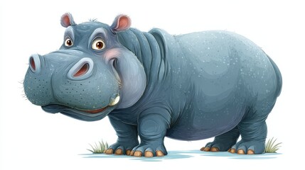 Fototapeta premium Cartoon Hippo Vector, no logos, no brands