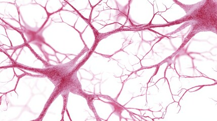 Fototapeta premium Pink Neuron Network Illustration on White Background