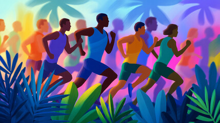 Lively Neighborhood Running Club Celebration Outdoors