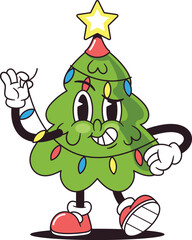 Funny Christmas tree cool character
