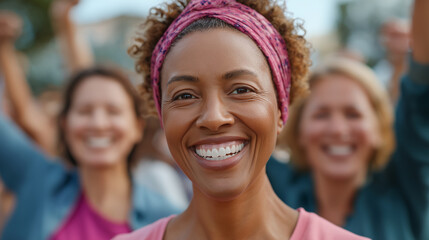Fototapeta premium Women Celebrating Success Together After a Marathon