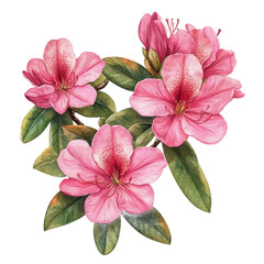 . Rhododendron flower watercolor isolate illustration vec subject