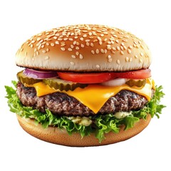 A classic hamburger isolated on a white background