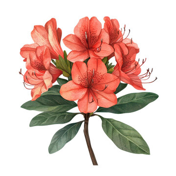 . Rhododendron flower watercolor isolate illustration vec subject