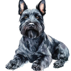 . Scottish terrier watercolor isolate illustration PNG. subject