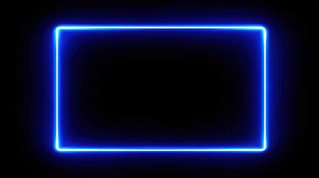 Dynamic Neon Blue Light Overlay: A Contemporary Square Frame with Motion Graphic on a Striking Black Background