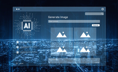 AI image generator interface enables image, AI, and generator process by converting user prompt...