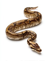 Naklejka premium Crawling Boa Constrictor Descending in Front of a Crisp White Background