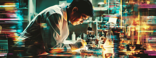 DNA research lab with advanced equipment for medical analysis and scientific testing