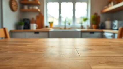 Close-up of a natural wood table with warm tones and subtle grain, evoking rustic charm.