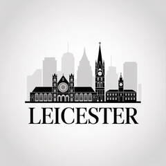 Naklejka premium Leicester Skyline Silhouette — Historic British Midlands City Vector Illustration