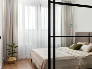interior design. interior photography of an apartment for rent. One-room apartment with a simple...