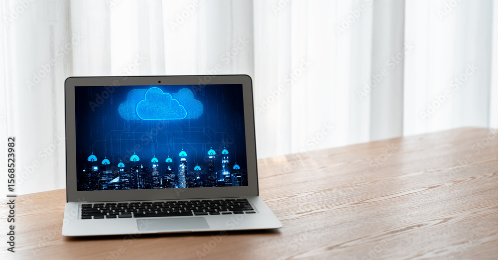 Poster cloud computing software for modish remote work and personal data storage
