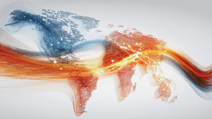 Global network on Earth concept Abstract business connection of lines from nodes It is connected to endless nodes and represents the innovation of communication in the networking	
