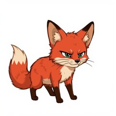 Obraz premium Angry Fox: A cartoon fox with an annoyed expression, ready for adventure in the wilderness or forest.