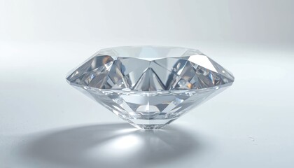 Brilliant cut diamond, crystal clear, sharp facets, on isolated white background. Gemstone represents luxury, wealth, engagement, wedding, purity. Perfect for jewelry advertising, design concepts.