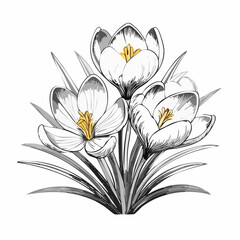 Spring Crocus Flower Image Vector Isolated on white Background
