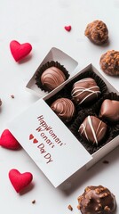 Elegant Chocolates and Pink Roses for Happy Woman's Day Celebration