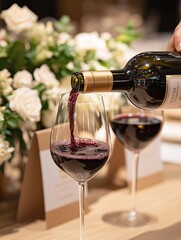Pouring Red Wine into Glass at Elegant Event or Tasting